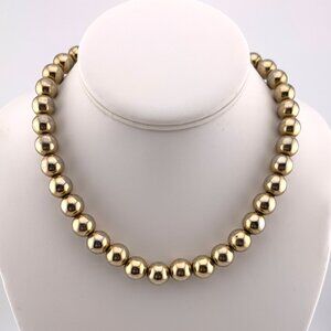 Classic Ball Bead Monet Choker Necklace Vintage Light Gold J887